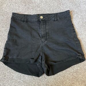 Divided Black Jean Shorts